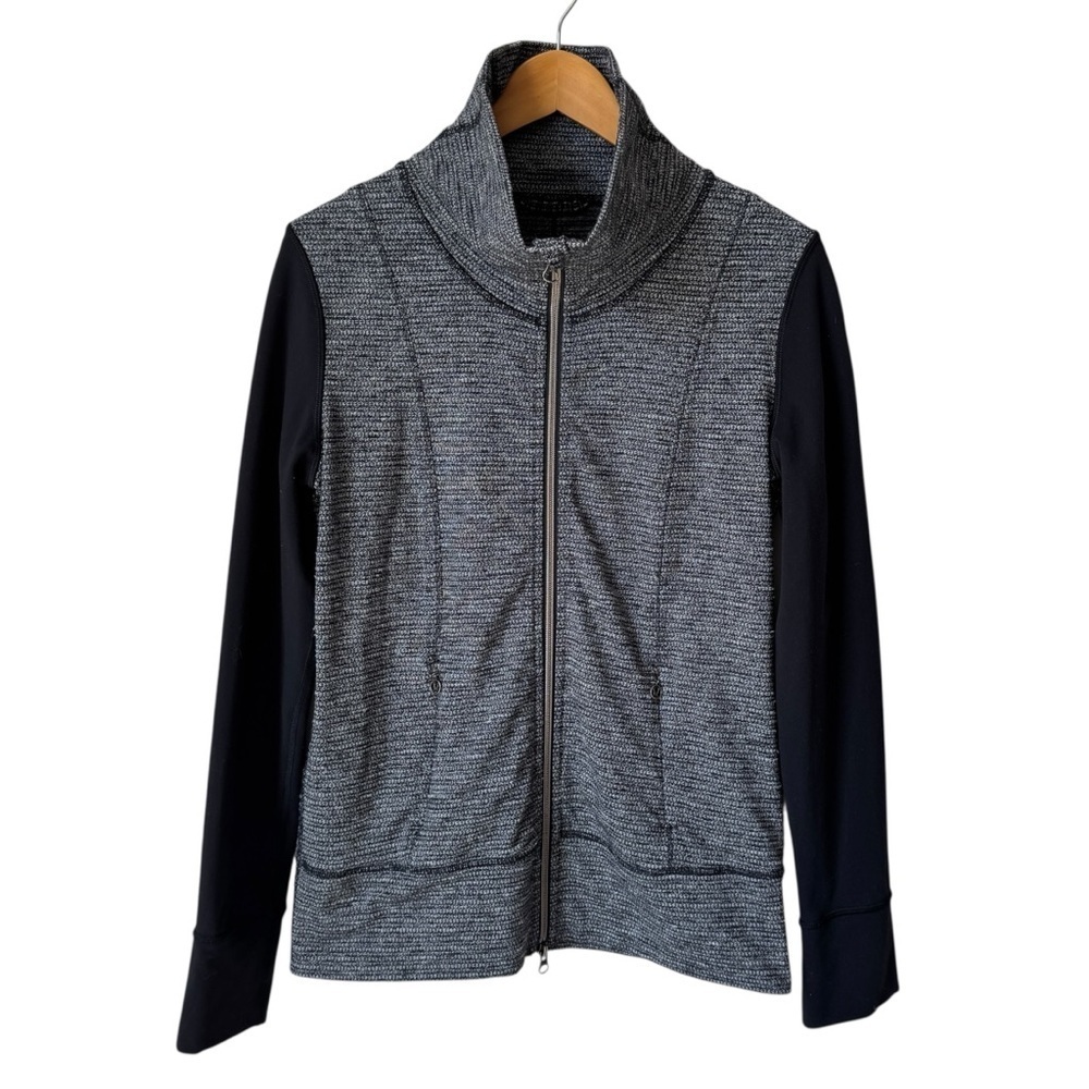 Lululemon Daily Yoga Jacket Coco Pique Black High Neck Collar Women's Size 8 - Picture 2 of 10